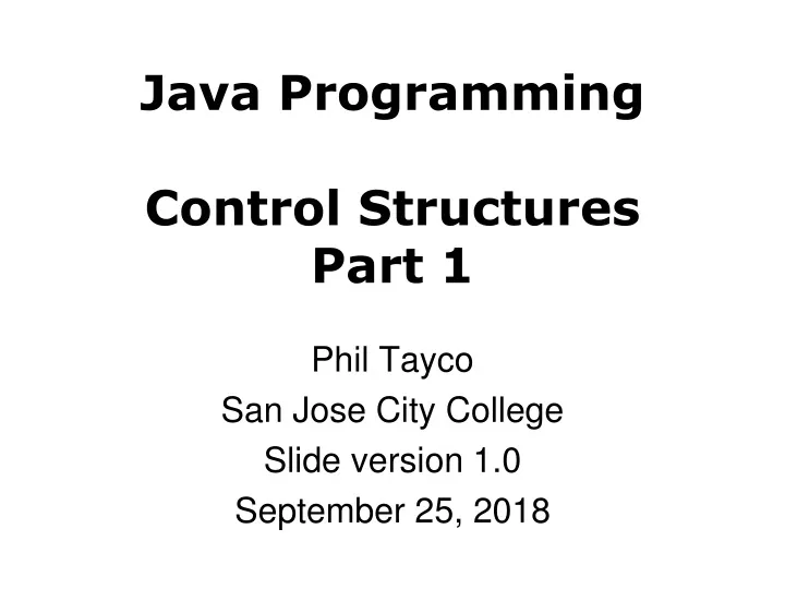 java programming control structures part 1
