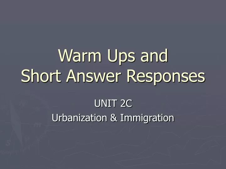 warm ups and short answer responses