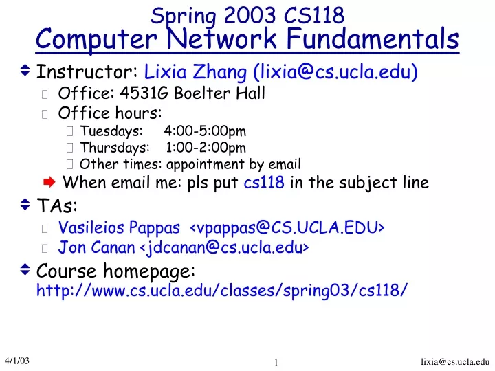 spring 2003 cs118 computer network fundamentals