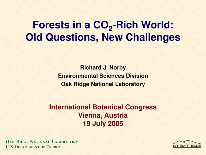 richard j norby environmental sciences division oak ridge national laboratory