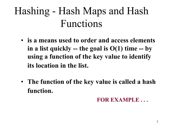 hashing hash maps and hash functions
