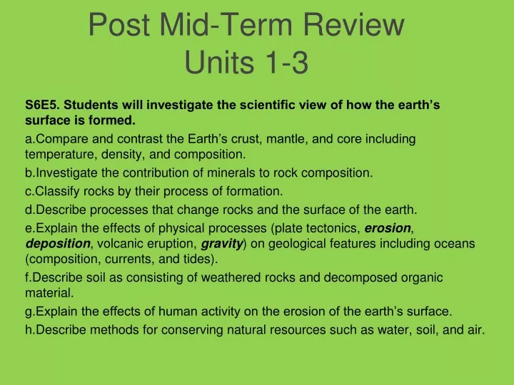 post mid term review units 1 3