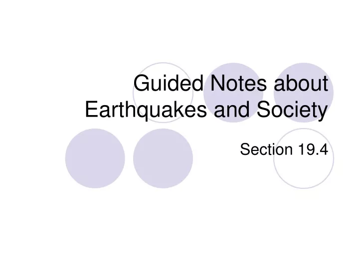 guided notes about earthquakes and society