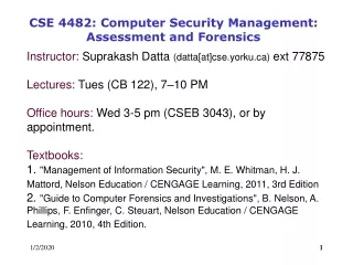 CSE 4482: Computer Security Management: Assessment and Forensics