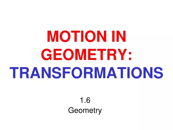 motion in geometry transformations