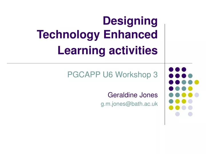 designing technology enhanced learning activities