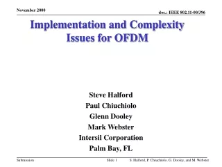 Implementation and Complexity Issues for OFDM