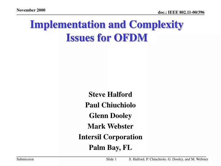 implementation and complexity issues for ofdm