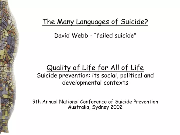 the many languages of suicide david webb failed