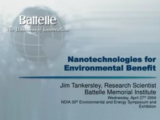 Nanotechnologies for Environmental Benefit