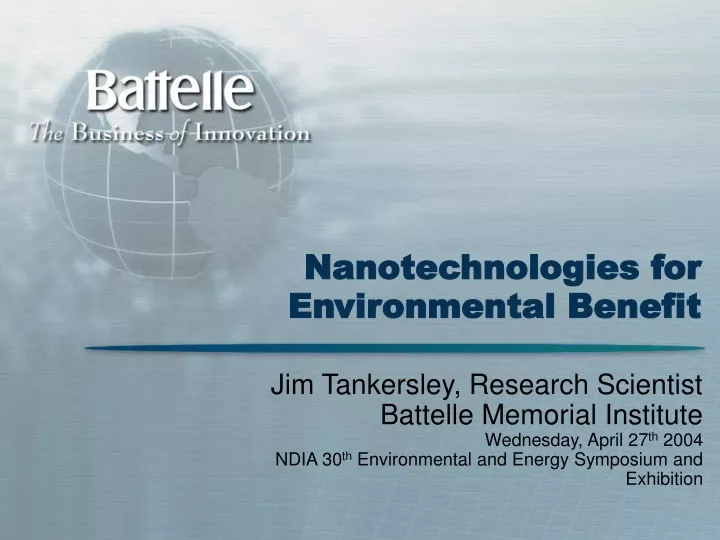 nanotechnologies for environmental benefit