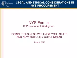 NYS Forum  IT Procurement Workgroup