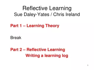 Reflective Learning Sue Daley-Yates / Chris Ireland