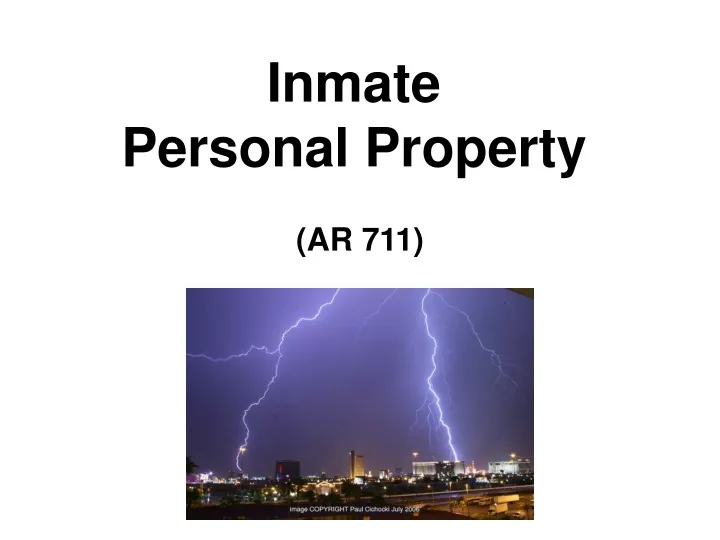 inmate personal property