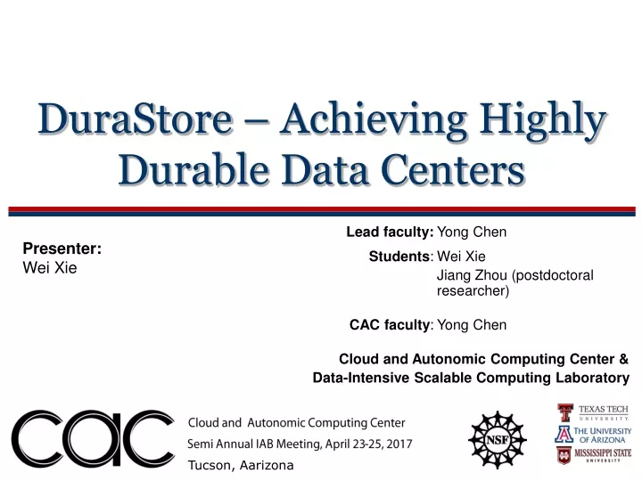 durastore achieving highly durable data centers