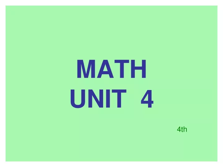 math unit 4