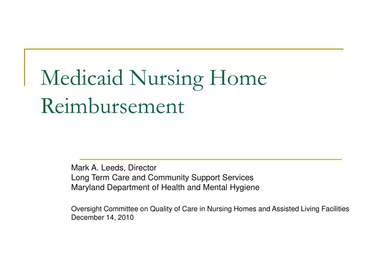 medicaid nursing home reimbursement