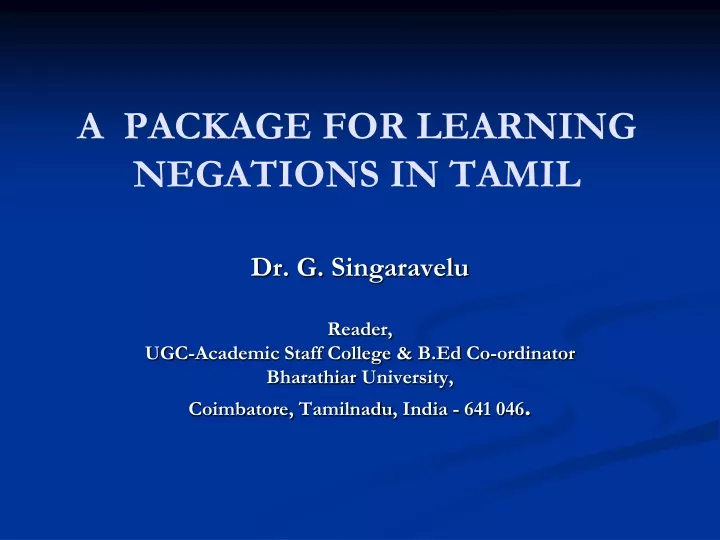 a package for learning negations in tamil