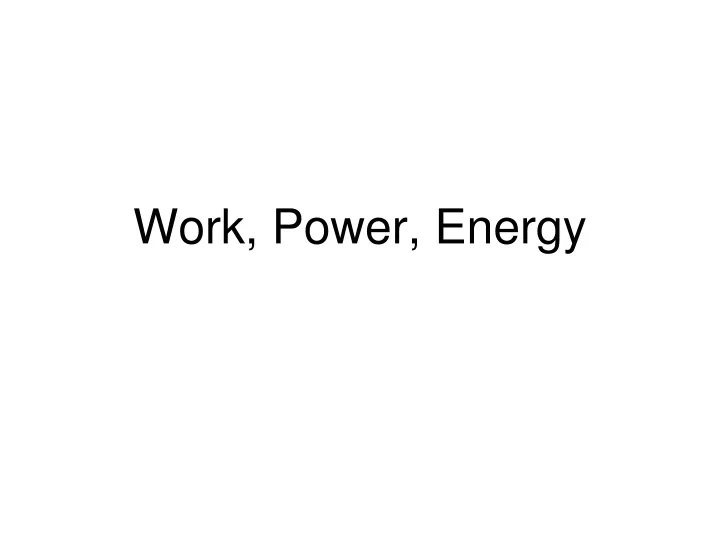 work power energy