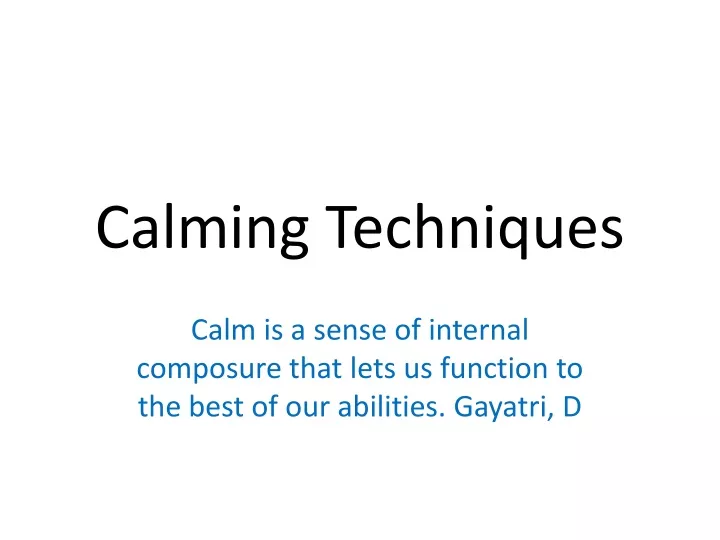 calming techniques