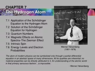 7.1  Application of the Schr ö dinger Equation to the Hydrogen Atom