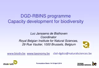 DGD-RBINS programme Capacity development for biodiversity
