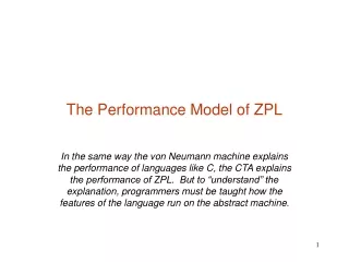 The Performance Model of ZPL