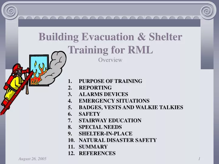 building evacuation shelter training for rml overview