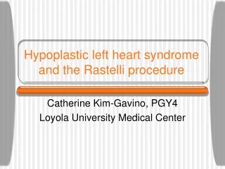 Hypoplastic left heart syndrome and the Rastelli procedure