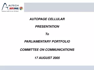 AUTOPAGE CELLULAR PRESENTATION  To