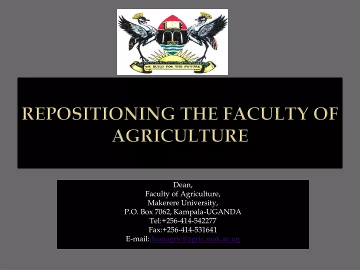 repositioning the faculty of agriculture