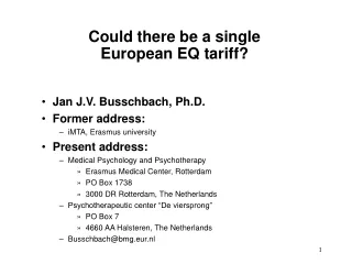 Could there be a single  European EQ tariff?