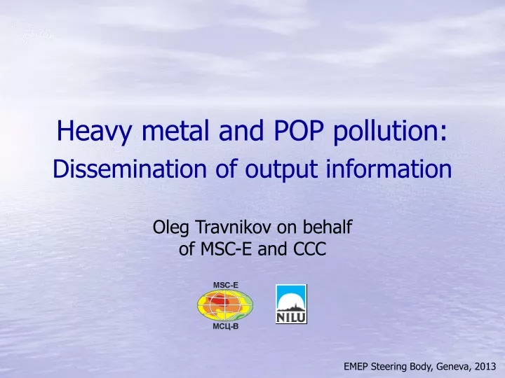 heavy metal and pop pollution dissemination of output information