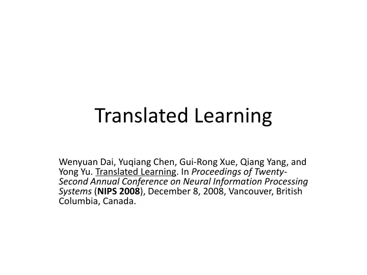translated learning