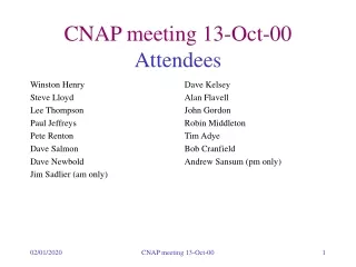 CNAP meeting 13-Oct-00 Attendees