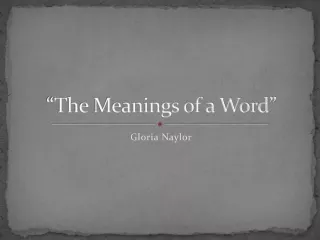 “The Meanings of a Word”