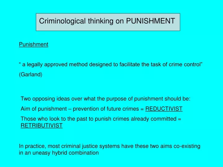 criminological thinking on punishment