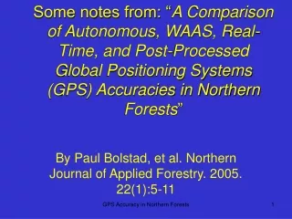 By Paul Bolstad, et al. Northern Journal of Applied Forestry. 2005. 22(1):5-11
