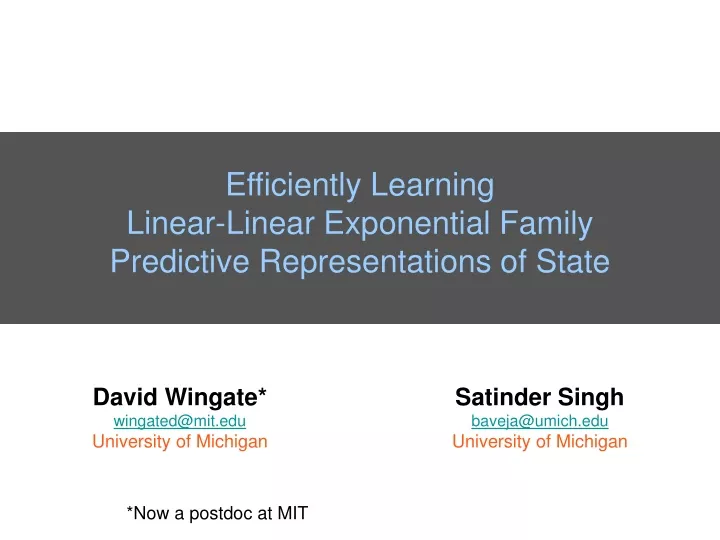 efficiently learning linear linear exponential family predictive representations of state