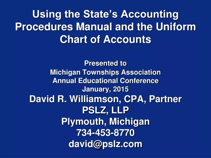 using the state s accounting procedures manual