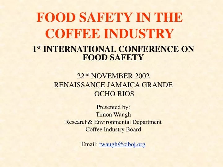 food safety in the coffee industry