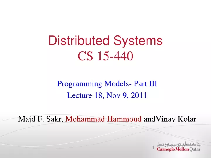 distributed systems cs 15 440