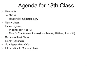 Agenda for 13th Class
