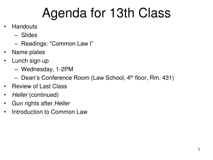 agenda for 13th class