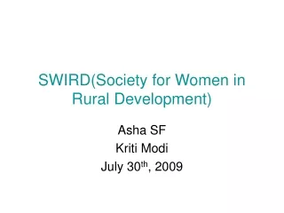 SWIRD(Society for Women in Rural Development)