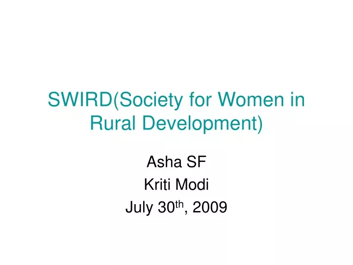 swird society for women in rural development