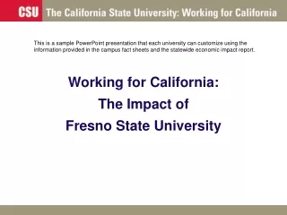 Working for California: The Impact of Fresno State University