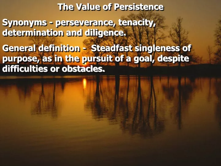 the value of persistence synonyms perseverance