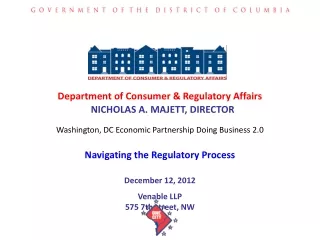 Department of Consumer &amp; Regulatory Affairs