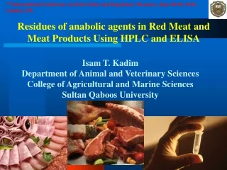 Residues of anabolic agents in Red Meat and Meat Products Using HPLC and ELISA
